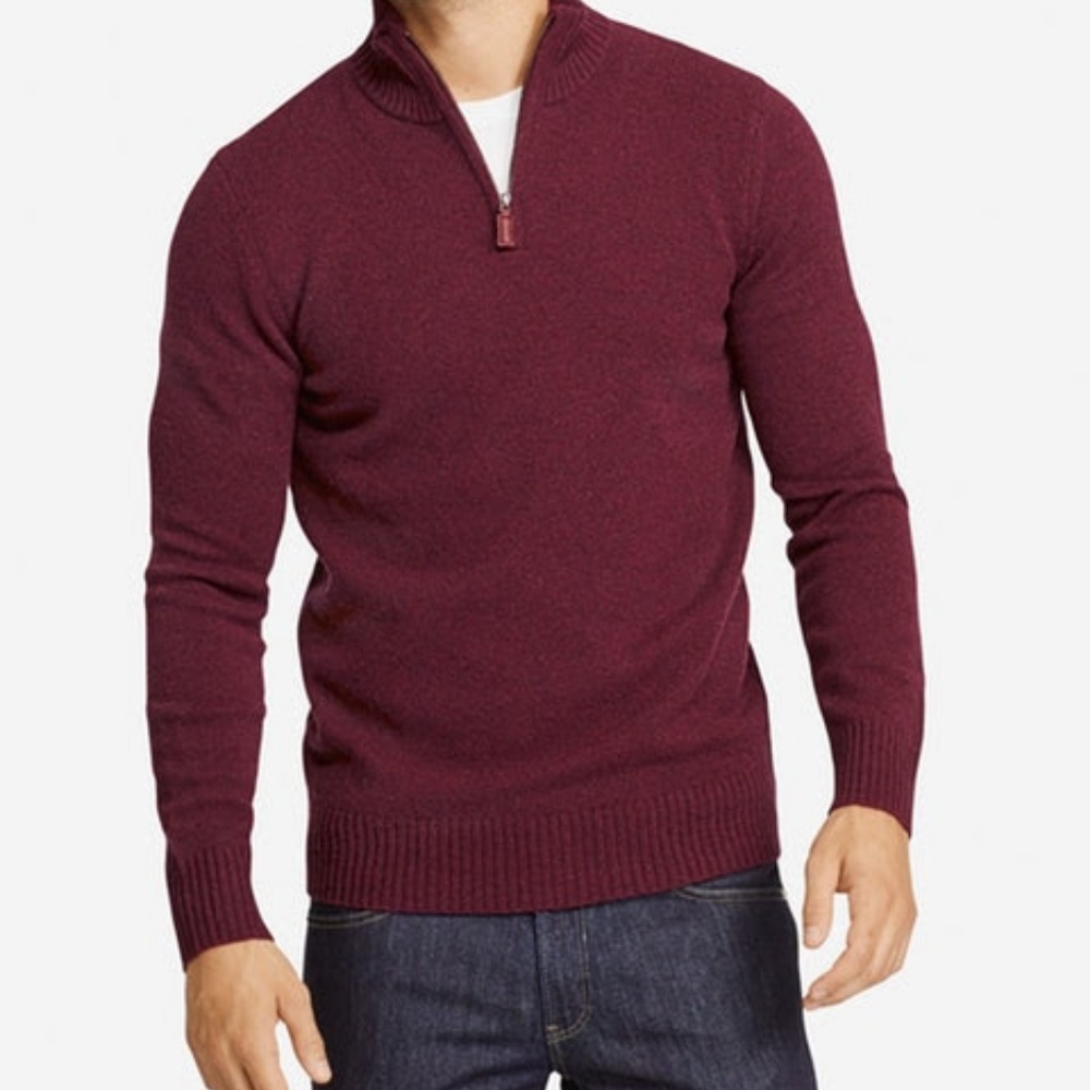 Lambswool Half-ZipL in Slim and Burgundy